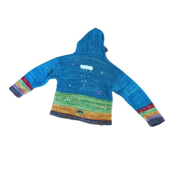 Peruvian Knit Sweater Cardigan Hooded Full Zip Long Sleeve 4 - Picture 4 of 10